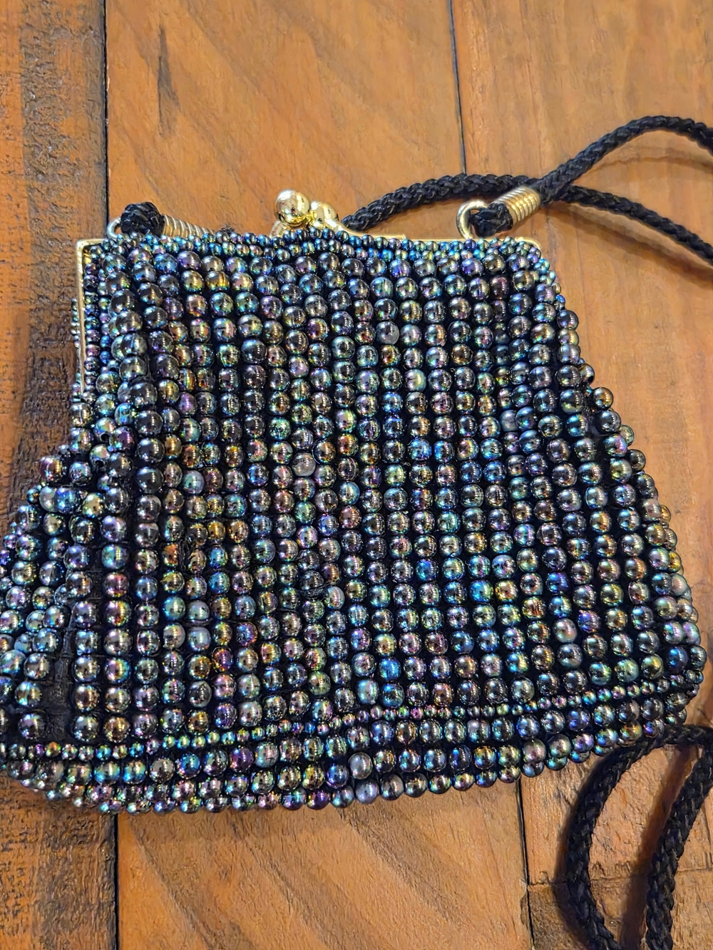 Vintage Dover Kidz Iridescent Beaded Kisslock Crossbody Mini Bag Evening Purse
